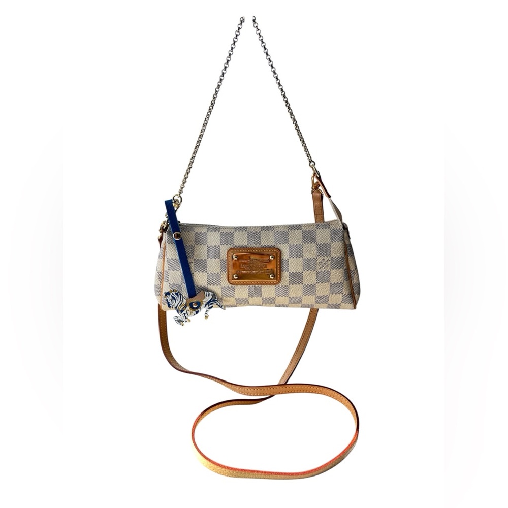 Louis Vuitton Eva Damier Azur Chain Clutch 2 Way Purse Crossbody Pouchette - Picture 16 of 16